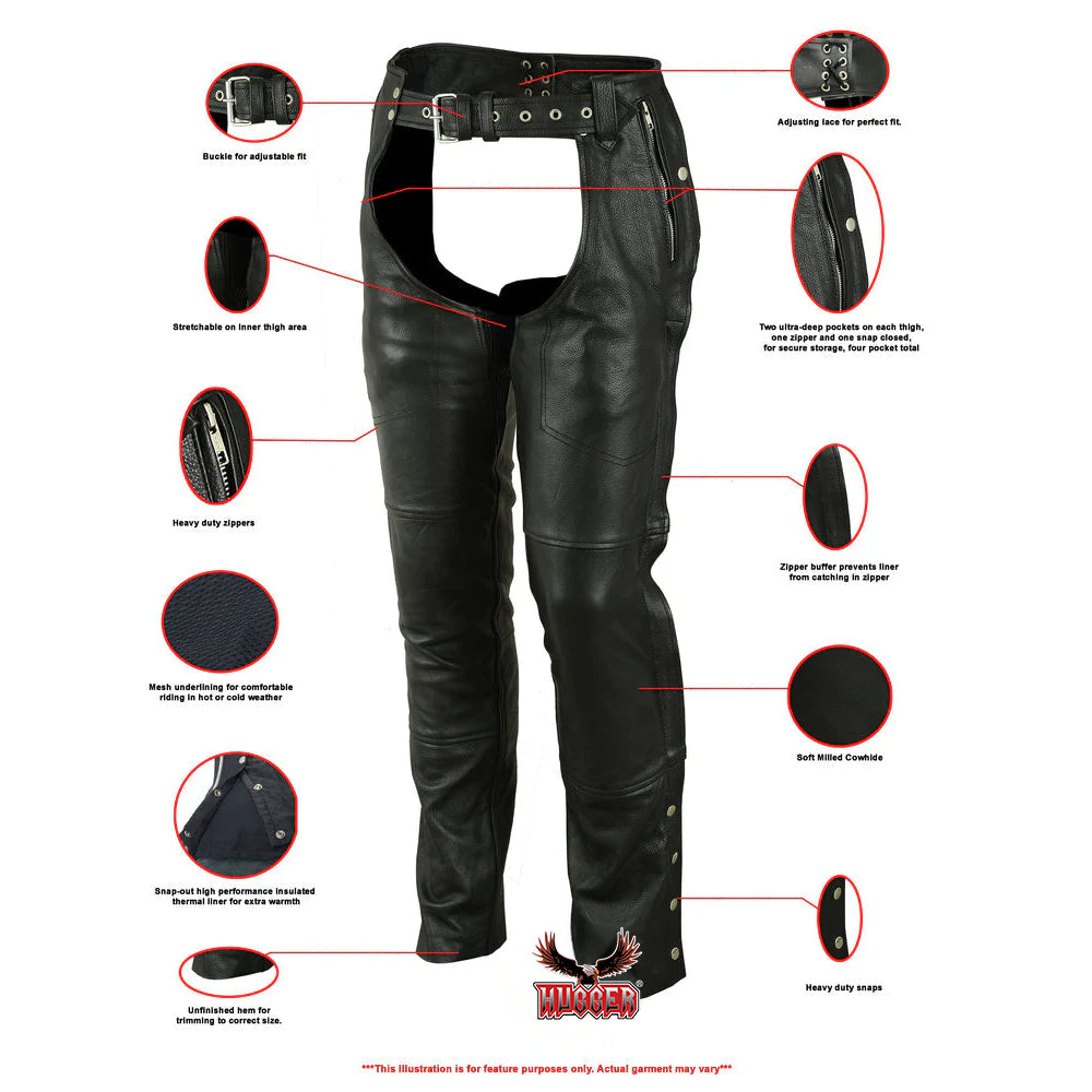 Pocketeer Unisex Leather Motorcycle Chaps