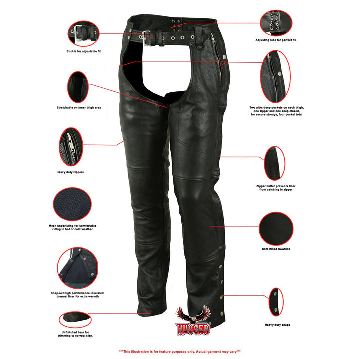 Pocketeer Unisex Leather Motorcycle Chaps