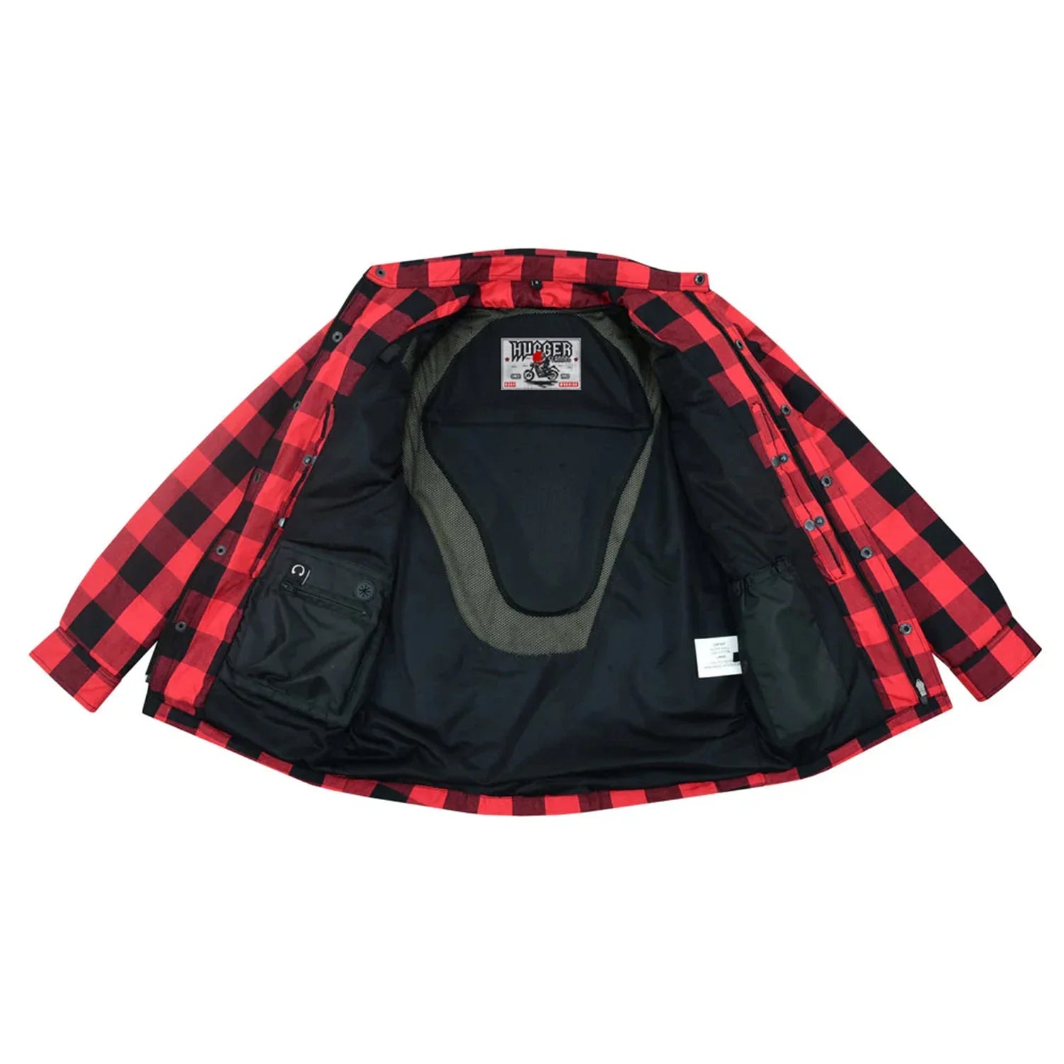 Red & Black Armored Flannel Shirt for Men | Hugger Gloves