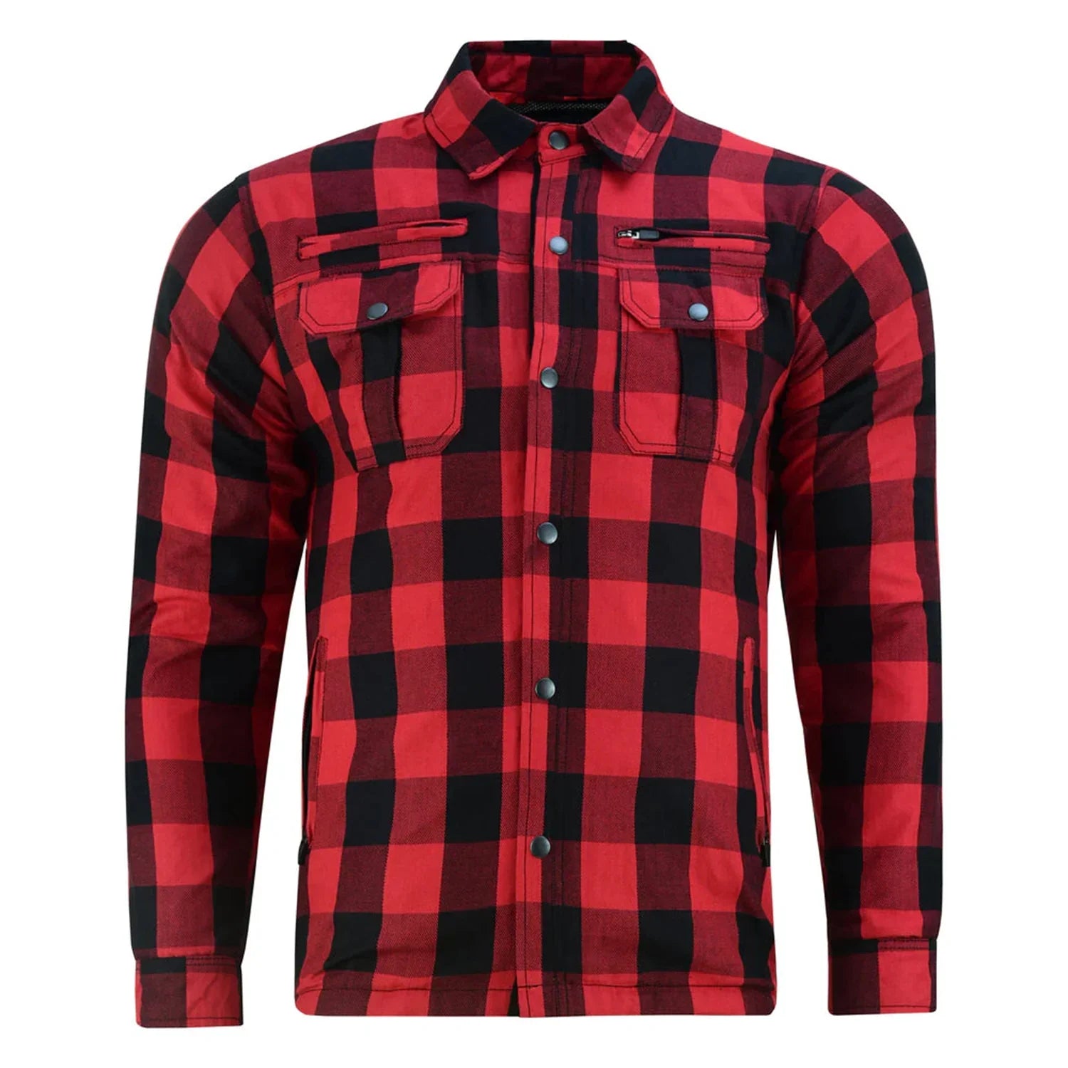 Red & Black Armored Flannel Shirt for Men | Hugger Gloves