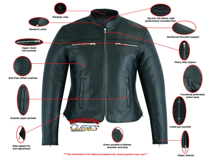 Road Queen Women's Black Leather Biker Jacket