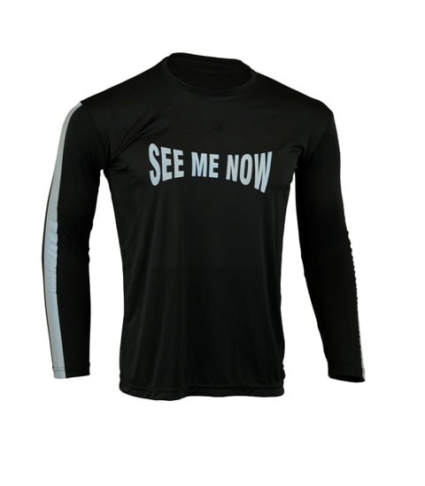 Men's High Visibility Dri Fit Polyester Long Sleeve Shirt for Motorcycle Riding, Walking/Running, and Cycling