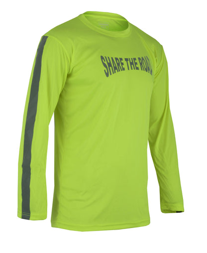 Men's High Visibility Dri Fit Polyester Long Sleeve Shirt for Motorcycle Riding, Walking/Running, and Cycling