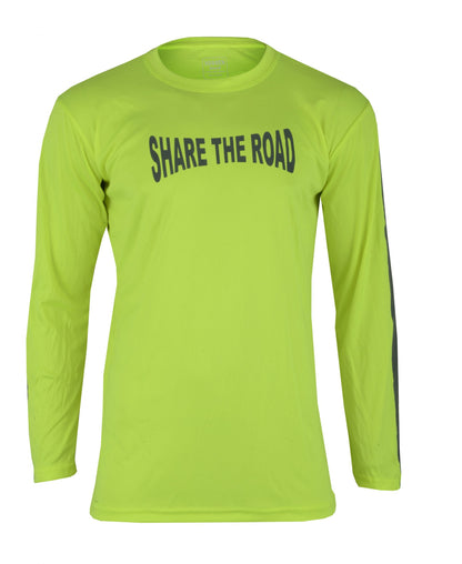 Men's High Visibility Dri Fit Polyester Long Sleeve Shirt for Motorcycle Riding, Walking/Running, and Cycling