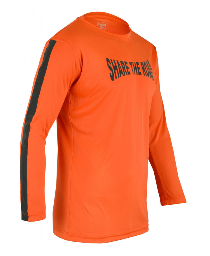 Men's High Visibility Dri Fit Polyester Long Sleeve Shirt for Motorcycle Riding, Walking/Running, and Cycling