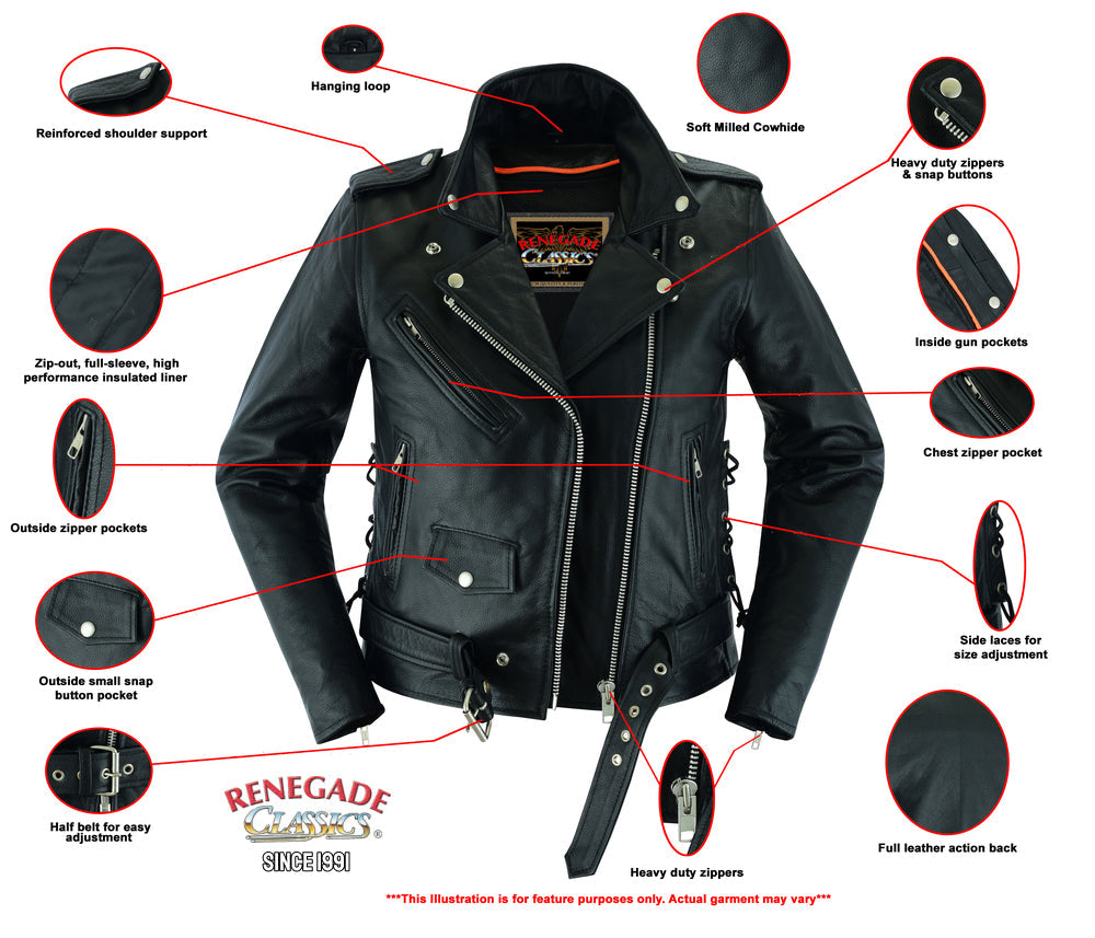 SpeedMoto Women's Leather Motorcycle Vest