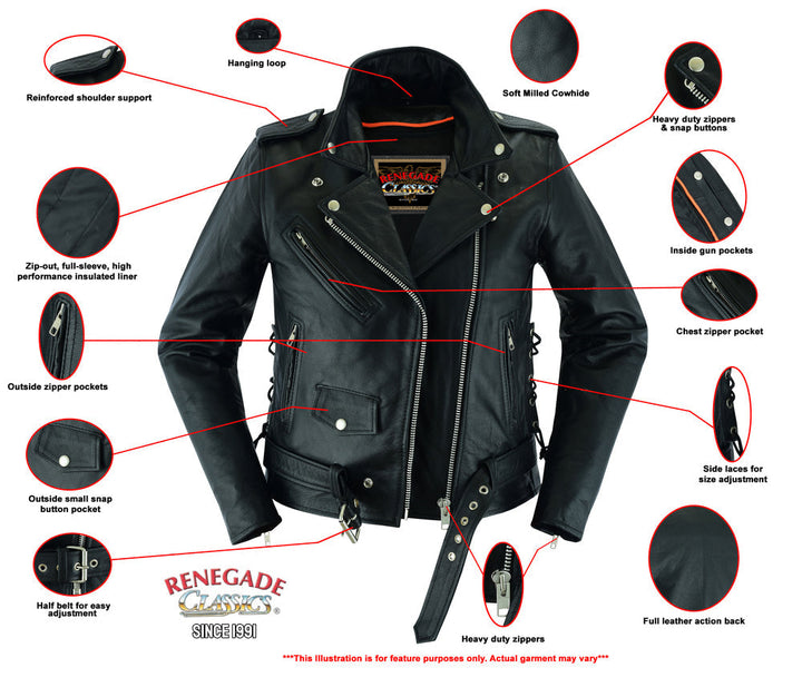 SpeedMoto Women's Leather Motorcycle Vest
