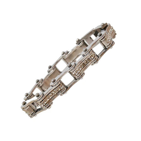 VJ115 All Silver W/White Crystal Centers