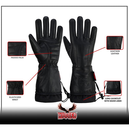 Ladies Lined Technaline Leather Classic Gauntlet Gloves