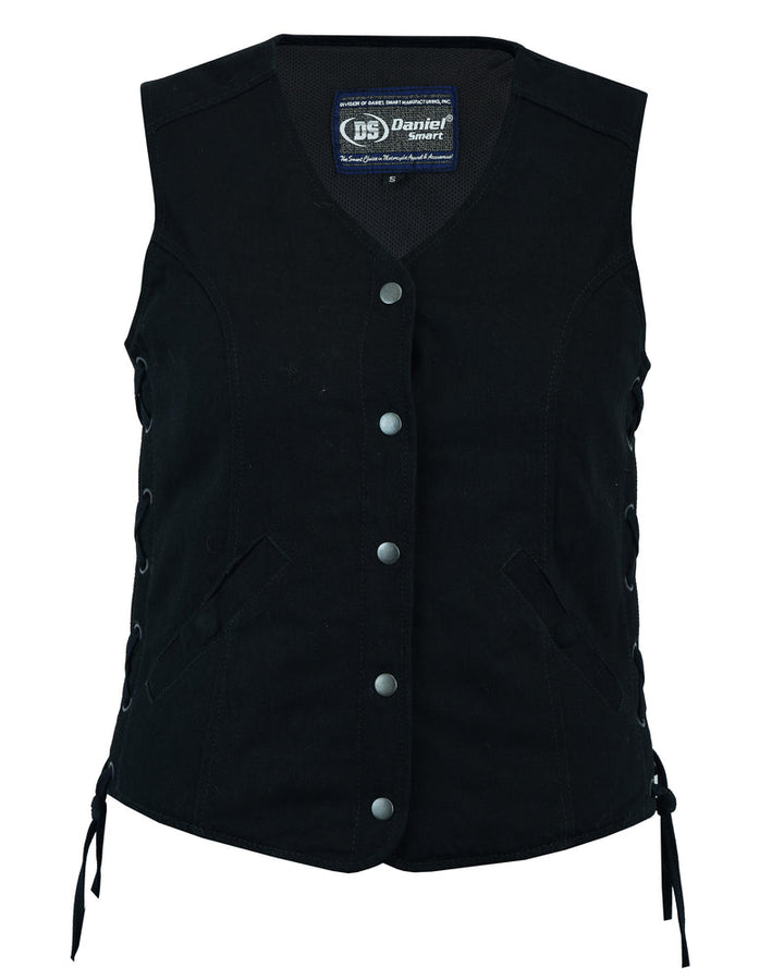 Women's Denim Longer Body ¾ Vest - Side Laces