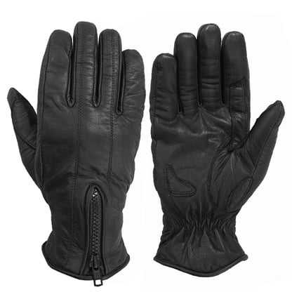 Women's Summer Zipper Gloves Biker Full Finger Motorcycle Sports Driving Leather