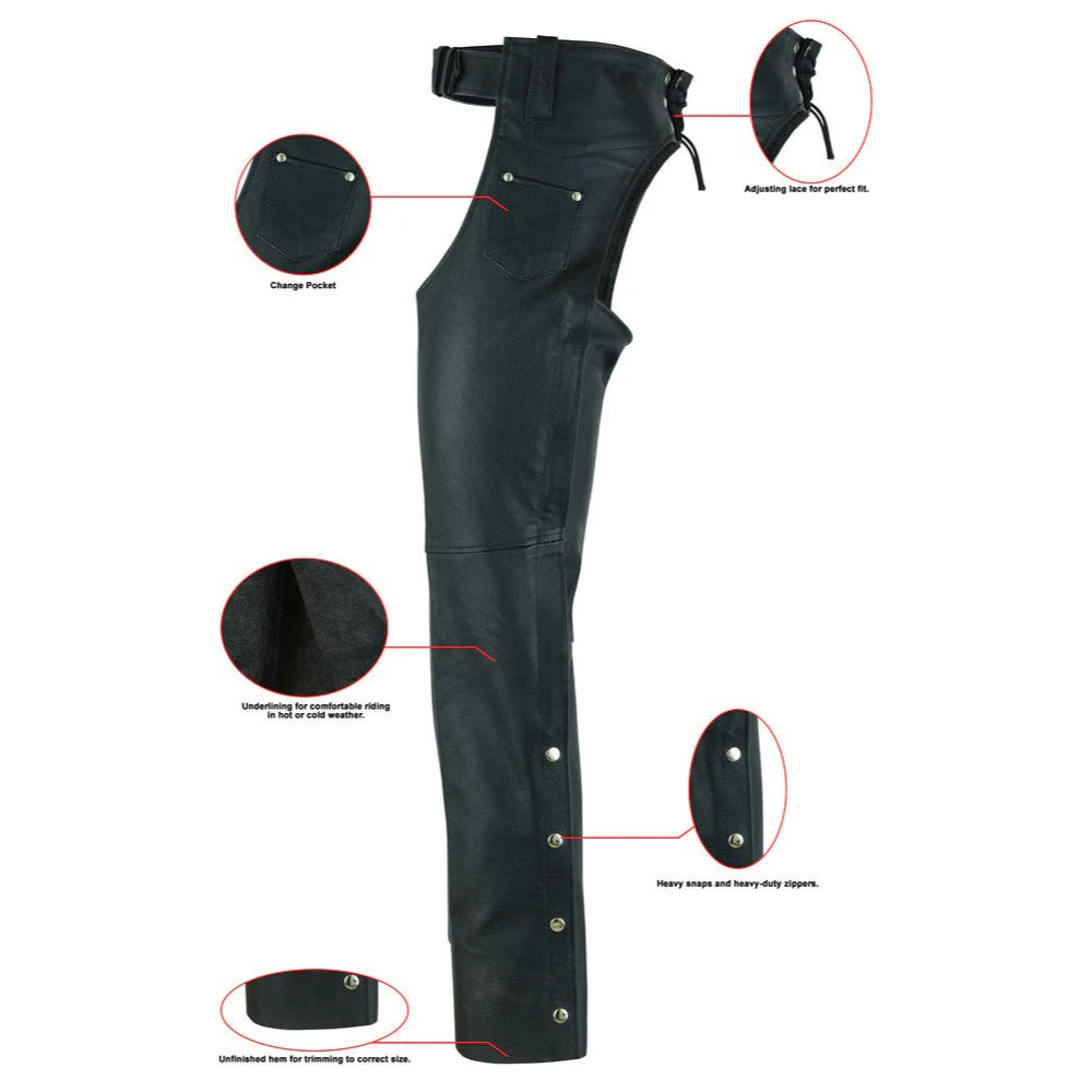 Unisex Basic Coin Pocket Leather Chaps