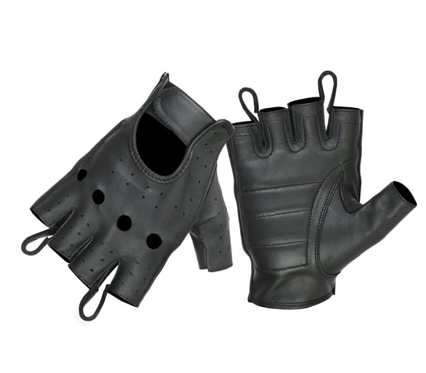 Men's Fingerless Leather Gloves with Padded Palm