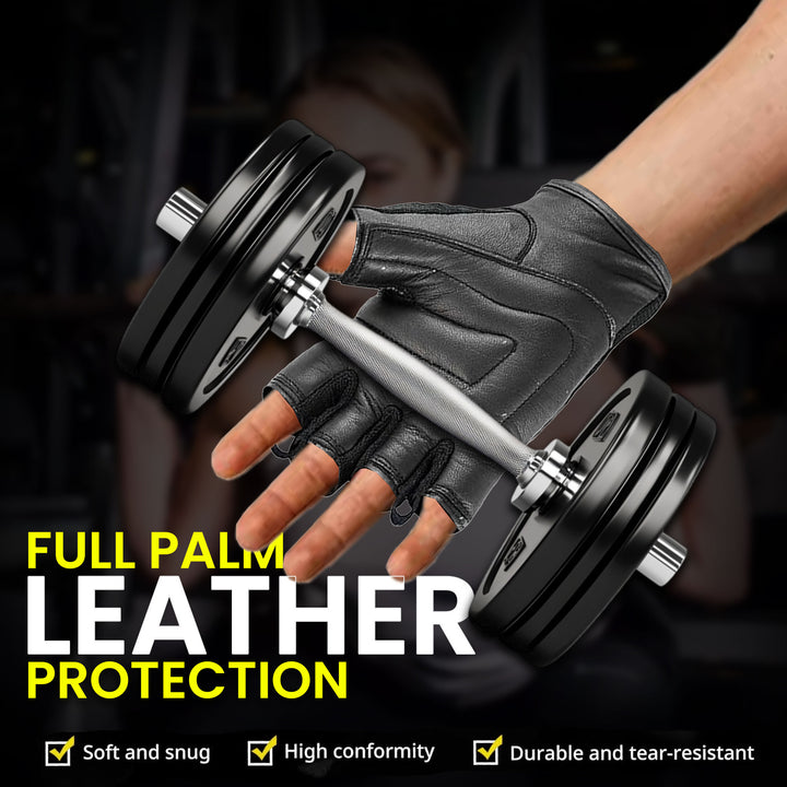 Men's Fingerless Technaline Leather, Summer Touring Chopper Gloves with Double Padded Palm