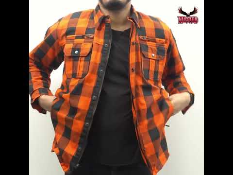 Orange & Black Armored Flannel Shirt for Men