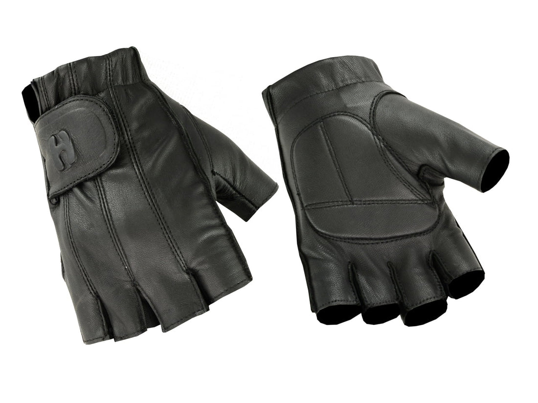 Ladies Fingerless Leather Gel Padded Palm Gloves