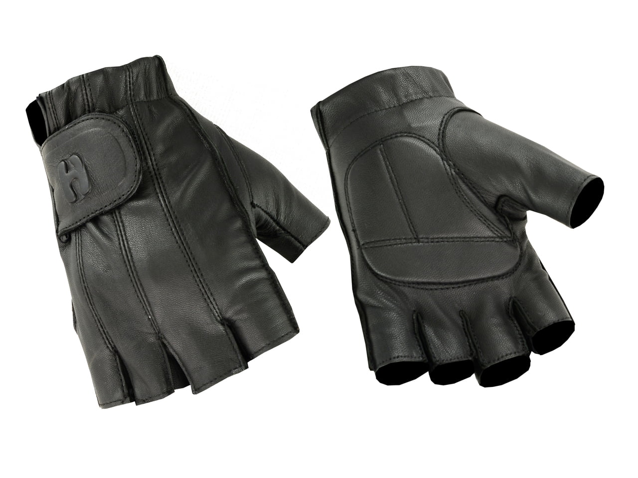 Ladies Fingerless Leather Gel Padded Palm Gloves - Hugger Gloves