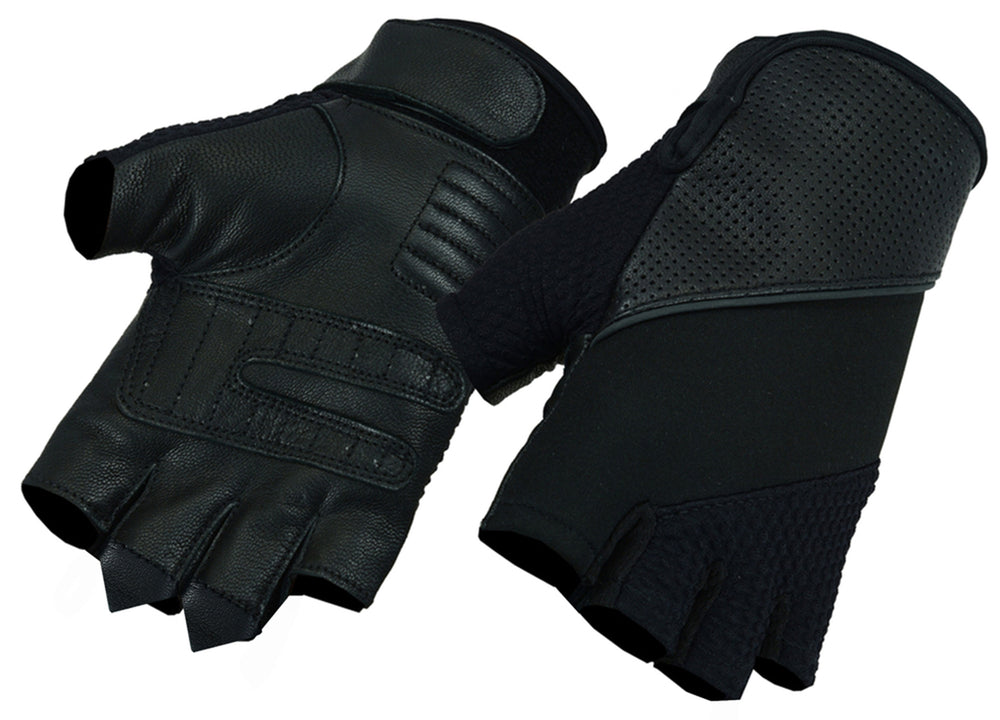 DS7 Leather/ Textile Fingerless Glove - Hugger Gloves